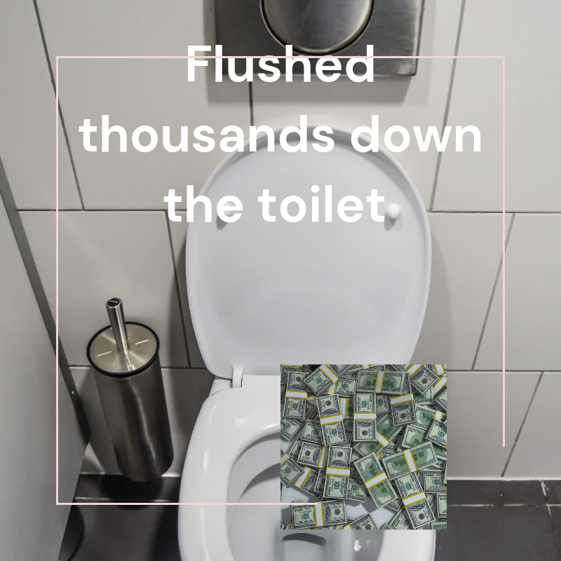flushed thousands down the toilet